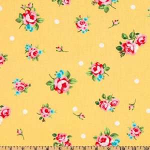  44 Wide Flower Sugar Tossed Floral Dot Yellow Fabric By 