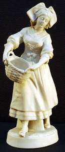 Small Bisque Figurine French Woman Holding Basket 1860  