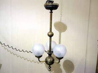   & Frosted Etched Glass Lamp Ceiling Light w Cord Unique Great Cond