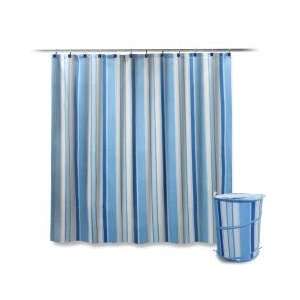  Elite Hamper, Curtain & Resin Hooks Set   Stripe Design 