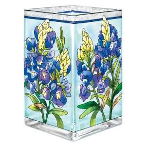 Amia Glass Vase/Votive with a Colorful, Hand Painted Bluebonnet Floral 