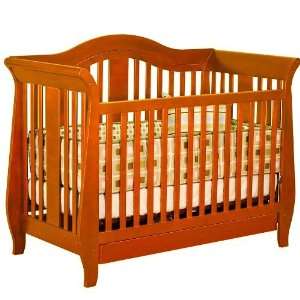  Convertible Sleigh Baby Crib with Drawer in Pecan Finish 