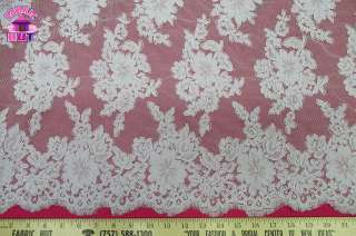   Wide White Alencon Remembrance Re Embroidered Lace Fabric By The Yard