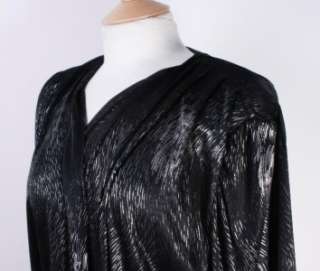Vtg 80s Womens Black Wrap Around Tie Top Blouse Shirt Medium  