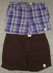 Girls Adjustable Waist Brown Purple SHORTS Plus Size 10.5 12.5 14.5 16 