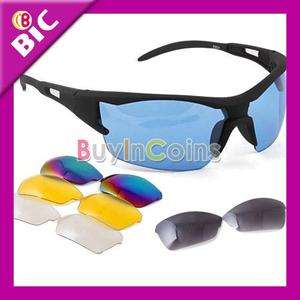 Bicycle Bike Sport Cycling Safety Glasses Goggle 5 Lens  