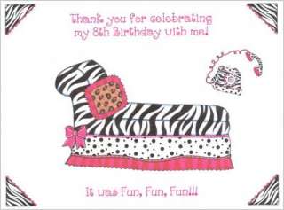 12 Slumber Birthday Party Thank you cards & labels  