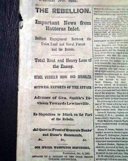   War LEWINSVILLE VA Hatteras Inlet North Carolina NC Old NY Newspaper