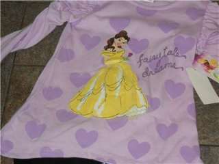 NWT Disney Princess Belle Beauty Beast 2 pc Outfit Lavender 24 2T 3T 