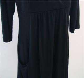 Susan Graver Style Sz S Black Poly/Spandex Knit Empire Waist Dress 