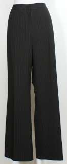 NWT Tahari Black Pinstripe Stretch DB Long Pant Suit 18  