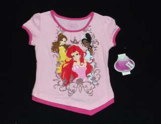 NWT Girls Short Sleeve Disney Princess Shirt Size 4T/4  