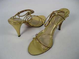 GIVENCHY Gold Metallic Strappy Sandals Heels Shoes 6.5  