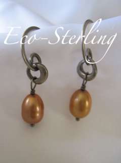 Silpada Sterling Silver Oxidized Copper Pearl Earrings W1431  