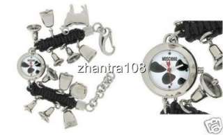 Model# 7753275015 Braided Black leather band, with charms attached 
