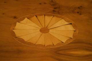 English Antique Yew Wood Fan Inlaid Coffee Table Cabriole French Legs 