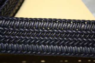 1m Flechtriemen Gurtel Kordel Leder Blau ca.3cm breit  