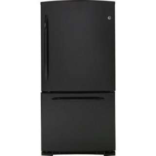 GE 22.9 Cu. Ft. 33 In. Wide Bottom Freezer Refrigerator in Black 