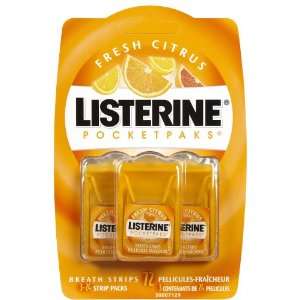 3x Listerine PocketPaks Breath Strips, Fresh Citrus, Dispensers   für 