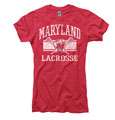 Maryland Terrapins Womens Red Wide Stripe Lacrosse Ring Spun T Shirt