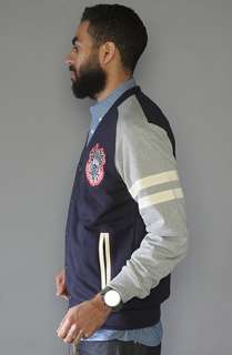 Crooks and Castles The Medusa Stadium Cardigan in Dark Navy Heather 