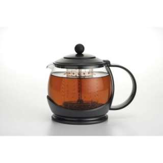 BonJour Prosperity Teapot with Shut Off Infuser in Black 53108 at The 