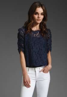 JOIE All Over Lace Fanny Top in Dark Navy  