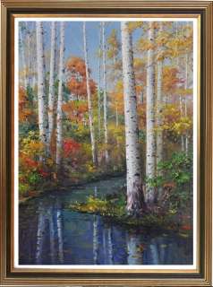 Original Oil painting landscape art Birch on canvas 24x36  