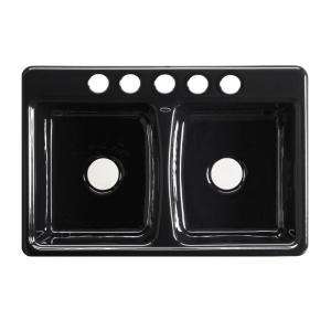   in. x 30 3/4 in. x 8.625 5 Hole Double Bowl KitchenSink in Black Black
