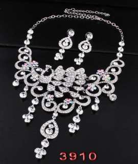 showgirl diva pageant queen prom party jewelry set white gold plating 