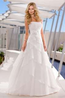 2012 Beautiful A line strapless Beach Wedding Dress Bridal Gown All 