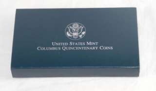 1992 COLUMBUS QUINCENTENARY 90% SILVER COIN (2) COIN US MINT PROOF SET 