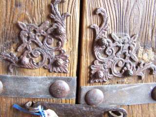 CHINESE PAIR ANTIQUE GATE DOORS W/IRON DECORATIONS  