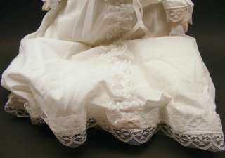 Vintage Porcelain Baby Doll Baptism Lace Dress Gown Collectible Doll 