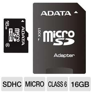 ADATA AUSDH16GCL6 RA1 Micro SDHC Card   16GB, Class 6, Adapter at 
