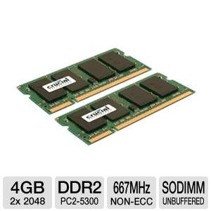 Crucial CT2KIT25664AC667 Laptop Memory Kit   4GB (2x 2GB), PC2 5300 