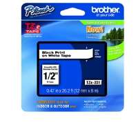 Brother TZe 231 P Touch 1/2 (.47) Black on White Tape (26.2 FT), 2 