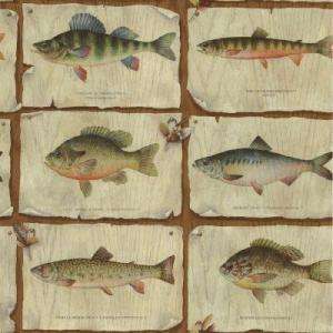 The Wallpaper Company 56 Sq.ft. Brown and Green Gone Fishin Wallpaper 