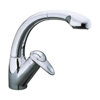 Avatar Single Hole 1 Handle Mid Arc Pullout Kitchen Faucet in Polished 
