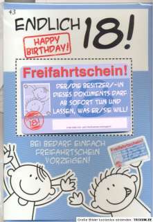 Geburtstagskarte Kuvert Avan Friends 18.Geburtstag mit Vip Karte 