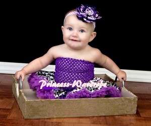 Newborn Purple Crochet Tube Top Purple Leopard Baby Pettiskirt 2PC Set 