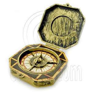 Antique Plastic Golden Pirate Captain Gimbaled Nautical Compass Party 