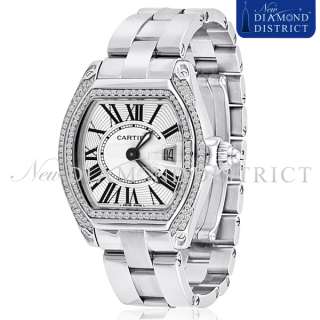 LADIES 1.50CT TOTAL PAVE SET DIAMOND CARTIER ROADSTER STAINLESS STEEL 