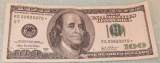 2003 A US ONE HUNDRED DOLLAR $100BILL * STAR NOTE CURRENCY FEDERAL 
