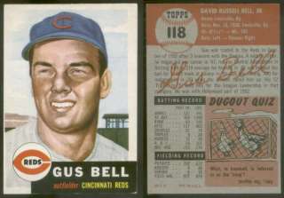 4085) 1953 Topps 118 Gus Bell WL Reds EX  