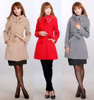 NWT Womens Woolen Warm Winter Long Coat Jacket Outwear  