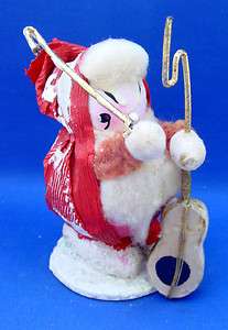   Paper Mache Christmas Ornament Bass Player Woolworth Sticker  