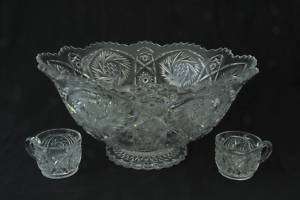 American Made Punch Bowl and 12 Cups Early 1900s Mint  