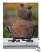 Small Stone and Metal Garden Frog Yard Art Statue  