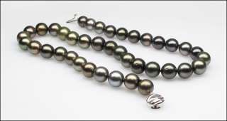 ROUND9.5 11MM BROWN TAHITIAN PEARL17.8INCH,925S clasp  